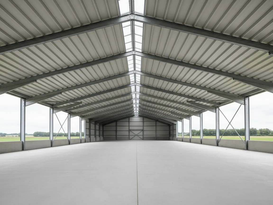 Charpente de hangar agricole contrôlée avant la pose