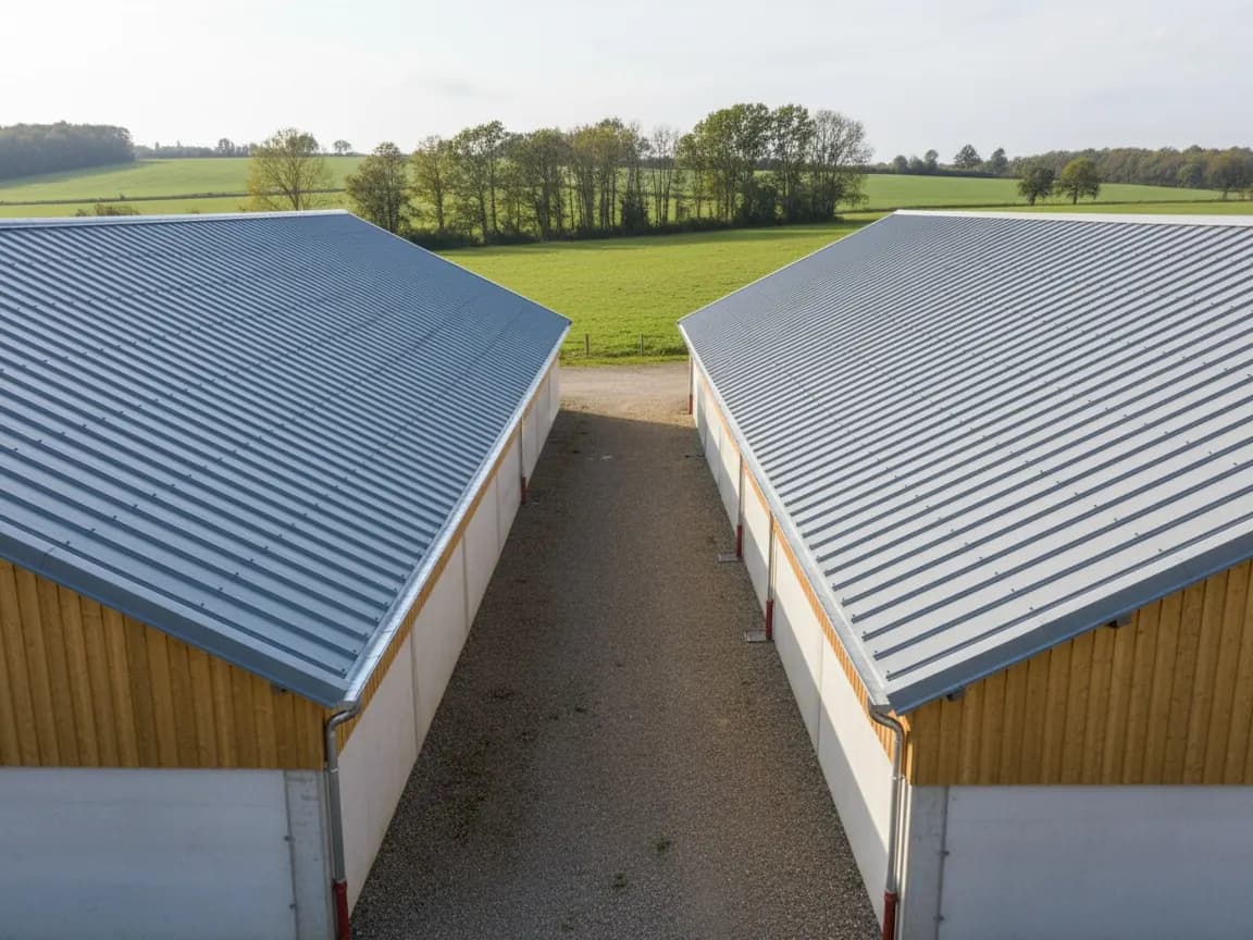 Gouttières et chéneaux de bâtiment agricole
